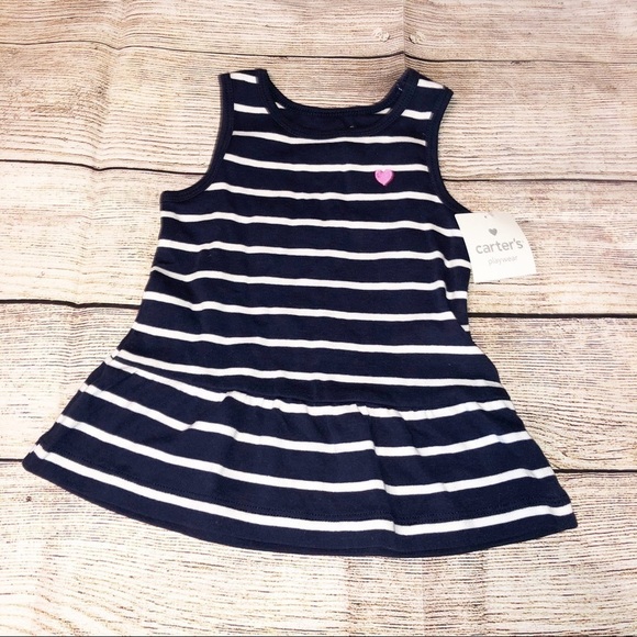 NWT Carters Sleeveless Navy Blue Striped Sundress Size 18 months - Picture 1 of 4